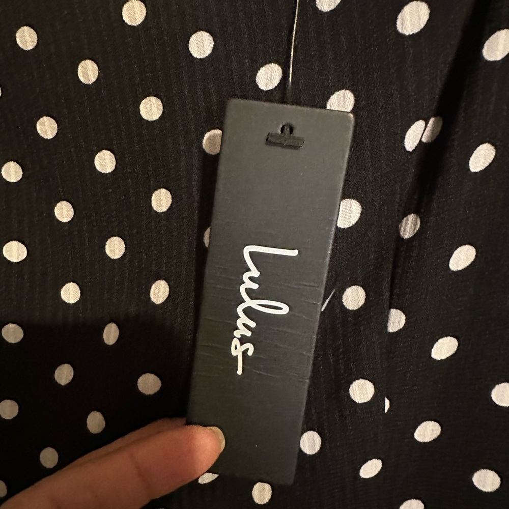 Lulu's Black and White Polka Dot Long Sleeve Dress
